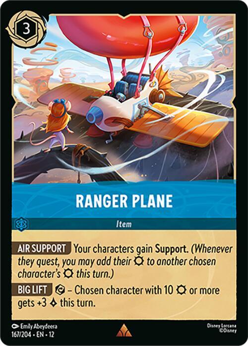 Disney Lorcana Wilds Unknown Ranger Plane 167/204 Rare Near Mint Cold Foil