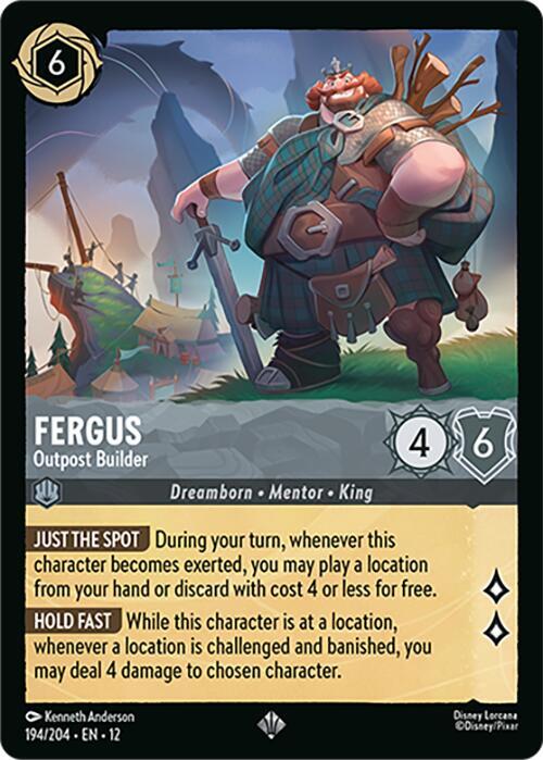 Disney Lorcana Wilds Unknown Fergus - Outpost Builder 194/204 Super Rare Near Mint