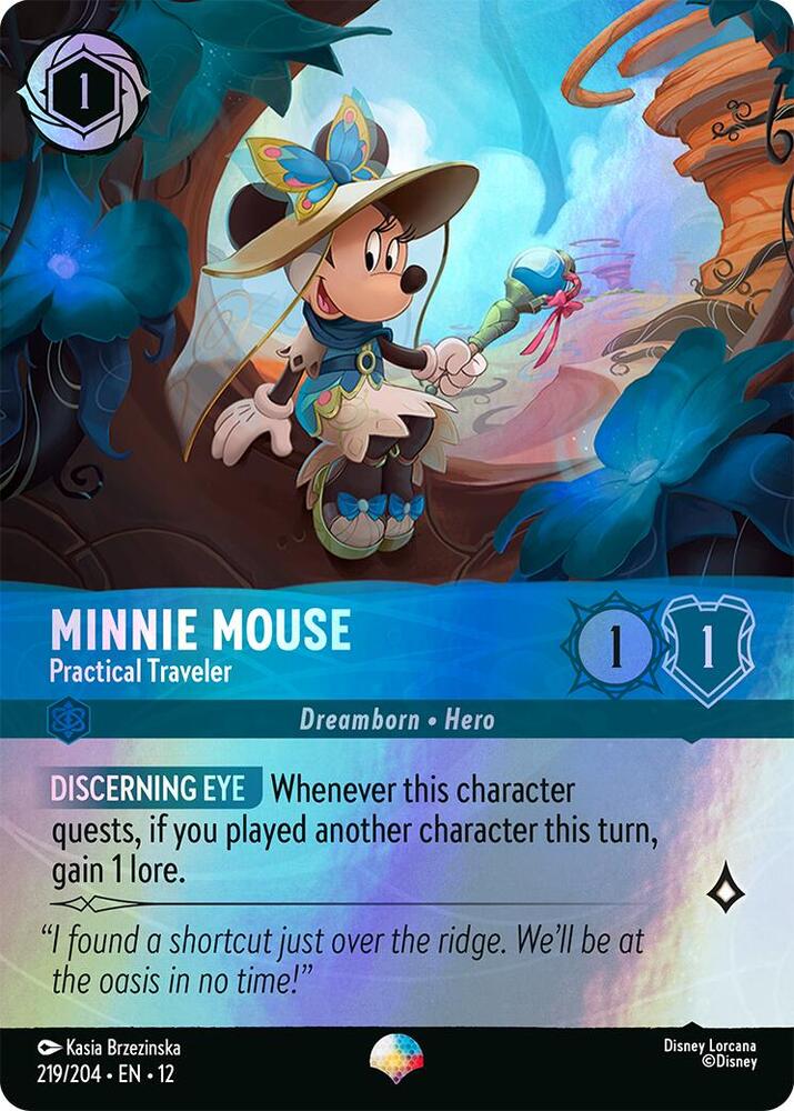 Disney Lorcana Wilds Unknown Minnie Mouse - Practical Traveler (Epic) 219/204 Epic Near Mint Holofoil