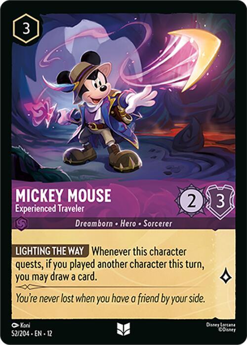 Disney Lorcana Wilds Unknown Mickey Mouse - Experienced Traveler 52/204 Uncommon Near Mint Cold Foil