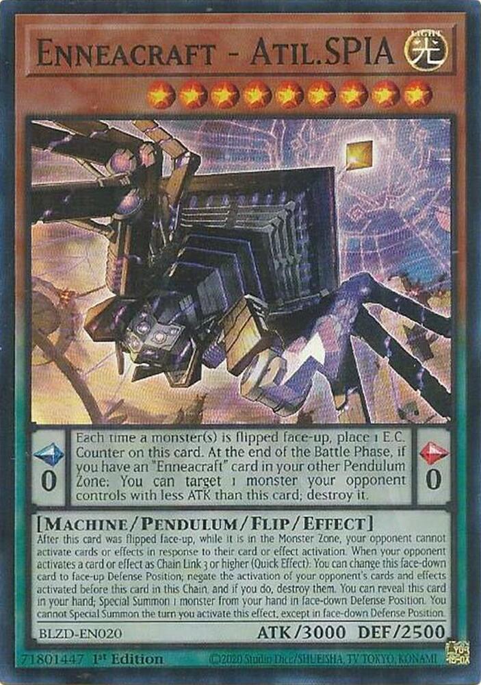 YuGiOh Blazing Dominion Enneacraft - Atil.SPIA BLZD-EN020 Super Rare Near Mint 1st Edition