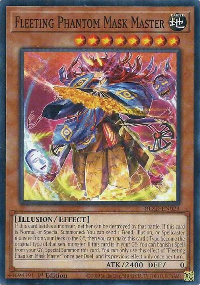 YuGiOh Blazing Dominion Fleeting Phantom Mask Master BLZD-EN023 Common Near Mint 1st Edition