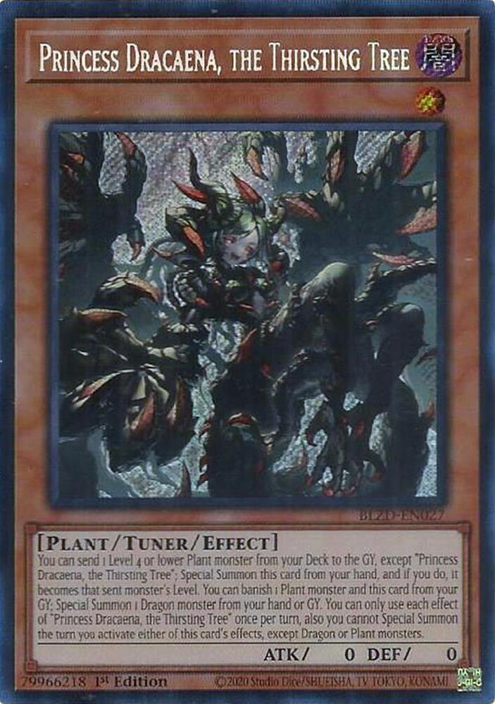 YuGiOh Blazing Dominion Princess Dracaena, the Thirsting Tree BLZD-EN027 Secret Rare Near Mint 1st Edition