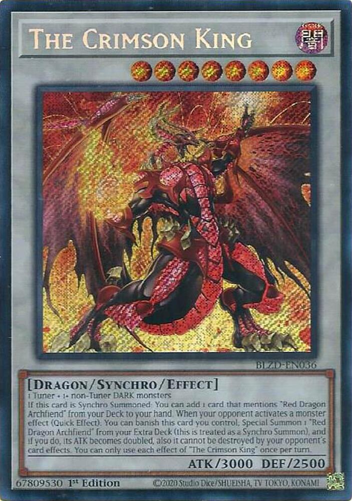 YuGiOh Blazing Dominion The Crimson King BLZD-EN036 Secret Rare Near Mint 1st Edition