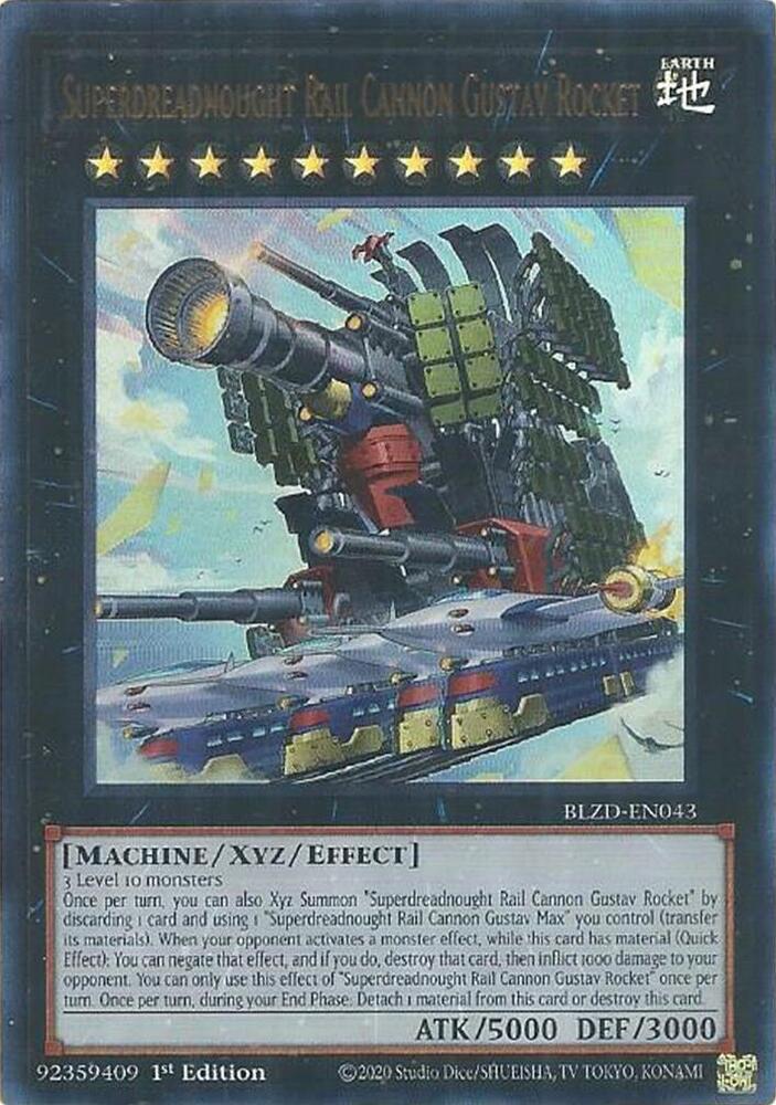 YuGiOh Blazing Dominion Superdreadnought Rail Cannon Gustav Rocket BLZD-EN043 Ultra Rare Near Mint 1st Edition