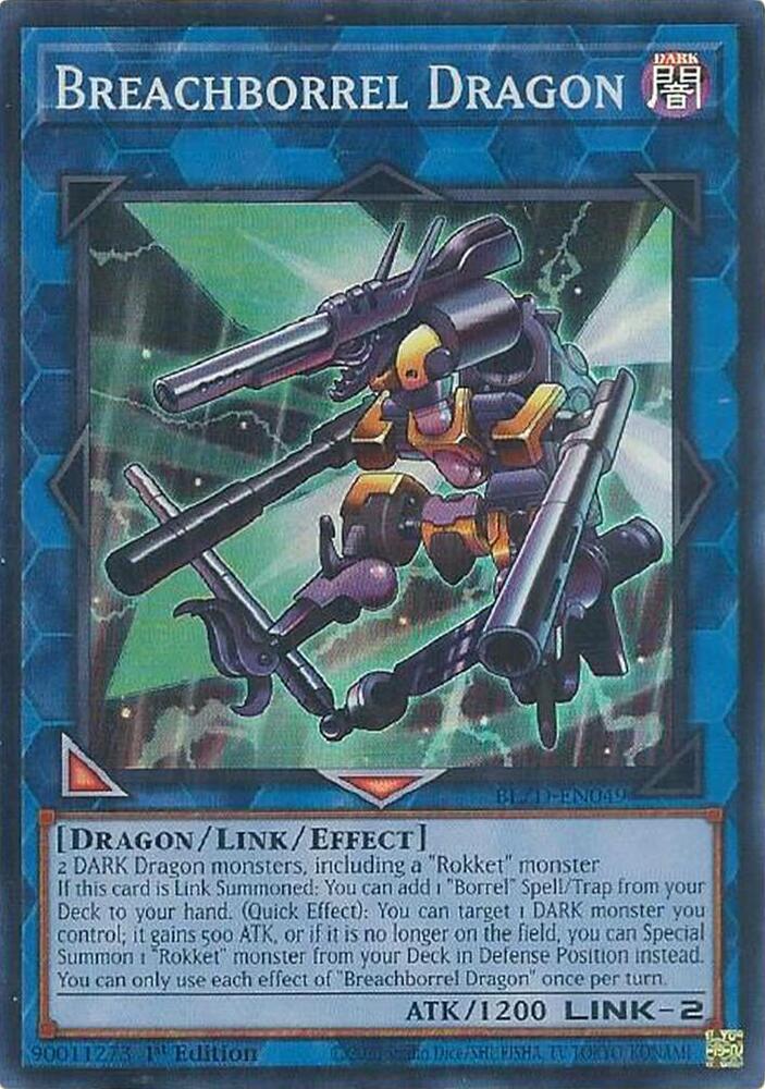 YuGiOh Blazing Dominion Breachborrel Dragon BLZD-EN049 Super Rare Near Mint 1st Edition