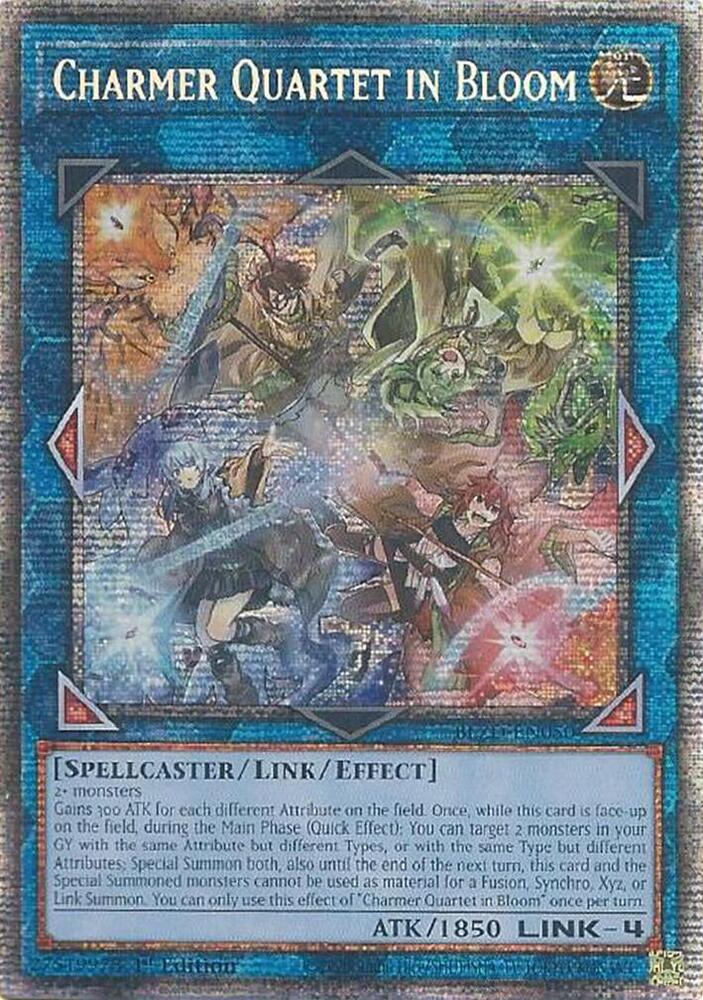 YuGiOh Blazing Dominion Charmer Quartet in Bloom (Starlight Rare) BLZD-EN050 Starlight Rare Near Mint 1st Edition