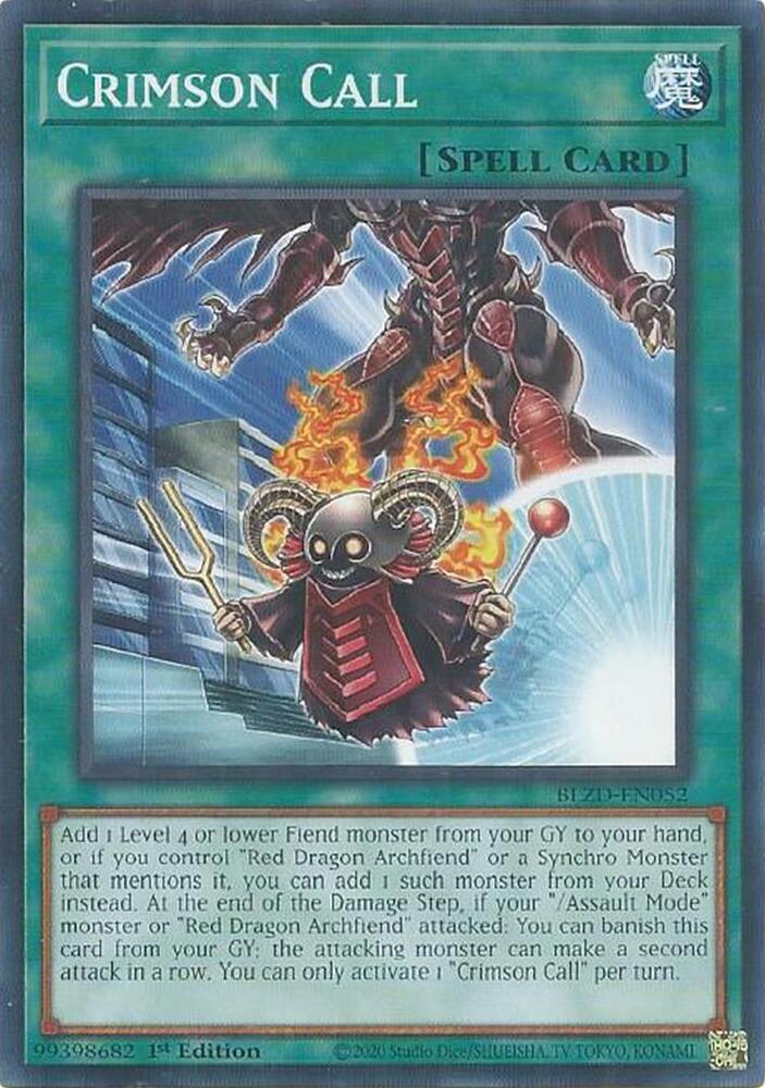 YuGiOh Blazing Dominion Crimson Call BLZD-EN052 Common Near Mint 1st Edition
