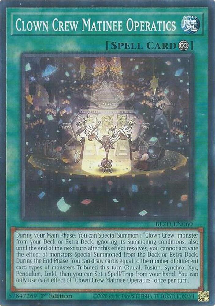 YuGiOh Blazing Dominion Clown Crew Matinee Operatics BLZD-EN060 Common Near Mint 1st Edition