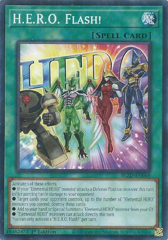 YuGiOh Blazing Dominion H.E.R.O. Flash! BLZD-EN068 Common Near Mint 1st Edition