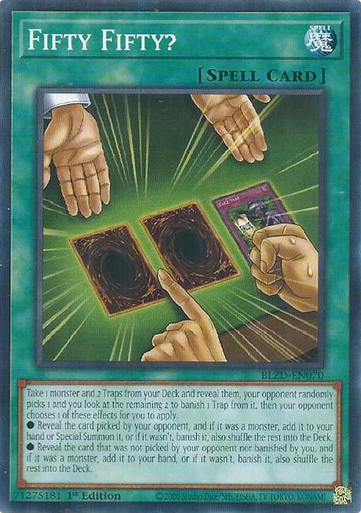 YuGiOh Blazing Dominion Fifty Fifty? BLZD-EN070 Common Near Mint 1st Edition