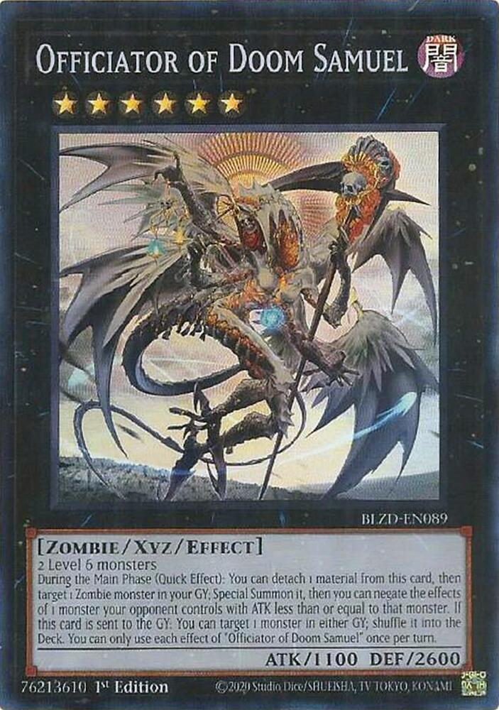 YuGiOh Blazing Dominion Officiator of Doom Samuel BLZD-EN089 Super Rare Near Mint 1st Edition