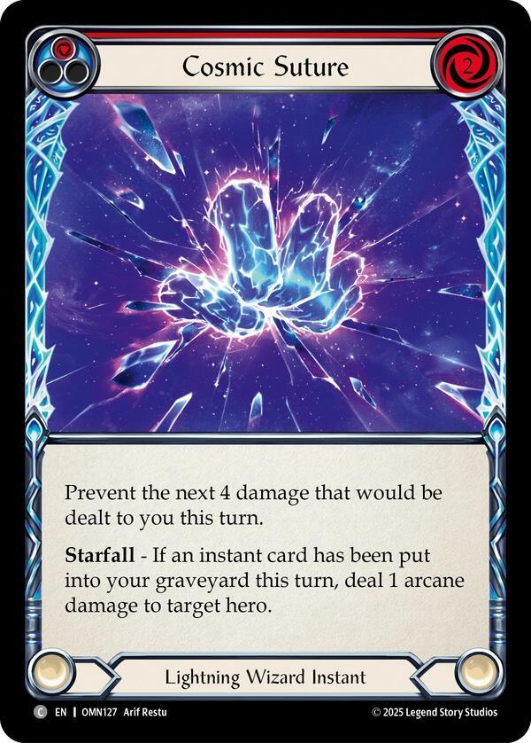Flesh and Blood TCG Omens of the Third Age Cosmic Suture (Red) #OMN127 Rare Near Mint Rainbow Foil
