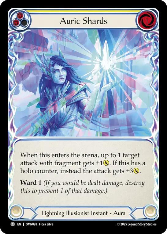 Flesh and Blood TCG Omens of the Third Age Auric Shards (Yellow) #OMN028 Common Near Mint Rainbow Foil