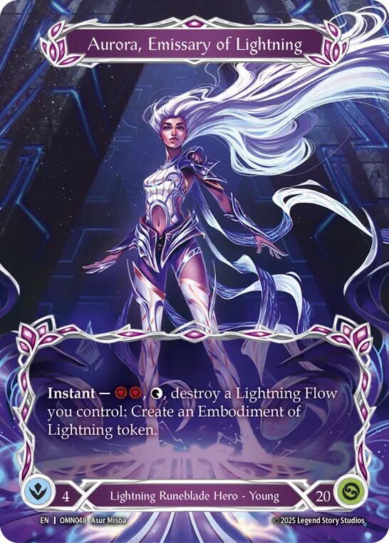 Flesh and Blood TCG Omens of the Third Age Aurora, Emissary of Lightning #OMN048 Basic Near Mint