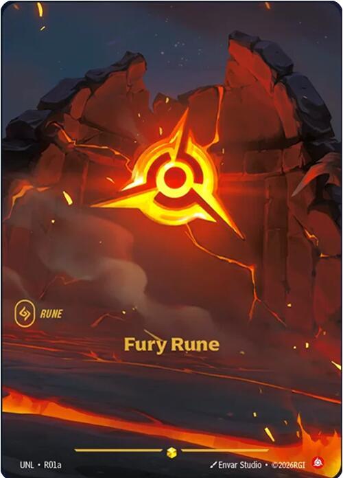 Riftbound: League of Legends Trading Card Game Unleashed Fury Rune (Alternate Art) R01a Showcase Near Mint Foil