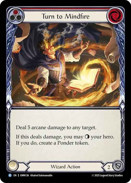 Flesh and Blood TCG Omens of the Third Age Turn to Mindfire #OMN136 Rare Near Mint