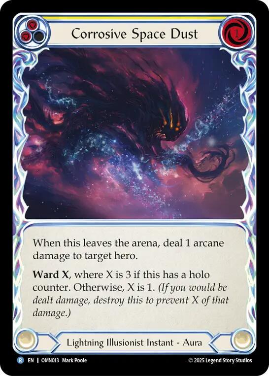 Flesh and Blood TCG Omens of the Third Age Corrosive Space Dust (Yellow) #OMN013 Rare Near Mint