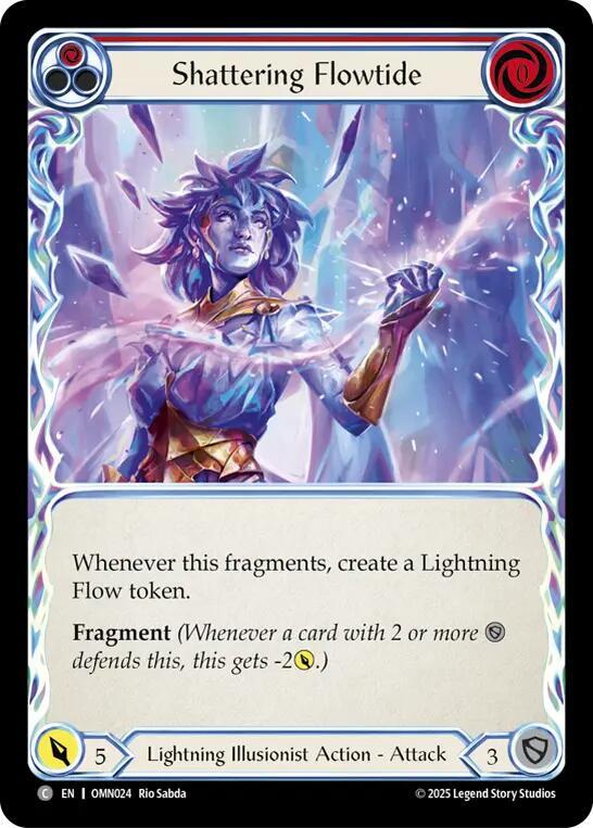 Flesh and Blood TCG Omens of the Third Age Shattering Flowtide (Red) #OMN024 Common Near Mint