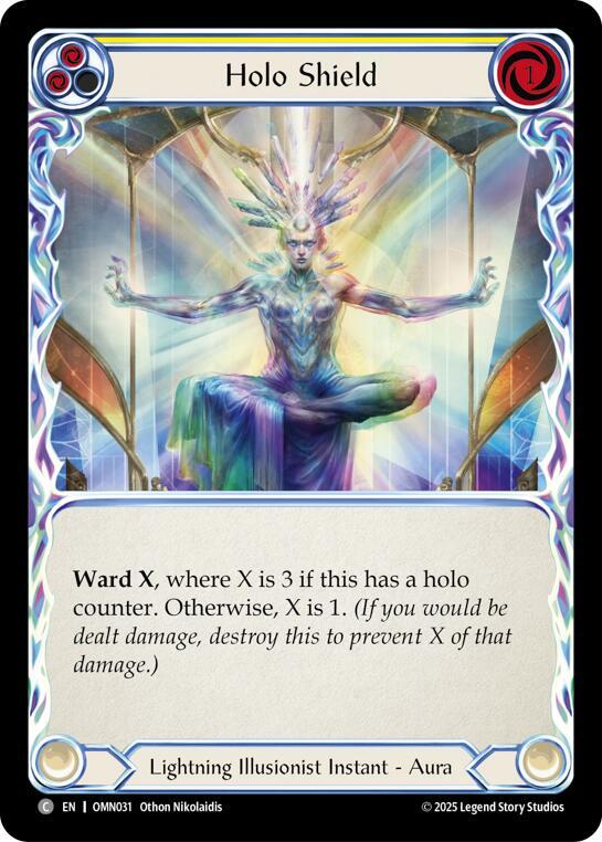 Flesh and Blood TCG Omens of the Third Age Holo Shield (Yellow) #OMN031 Common Near Mint