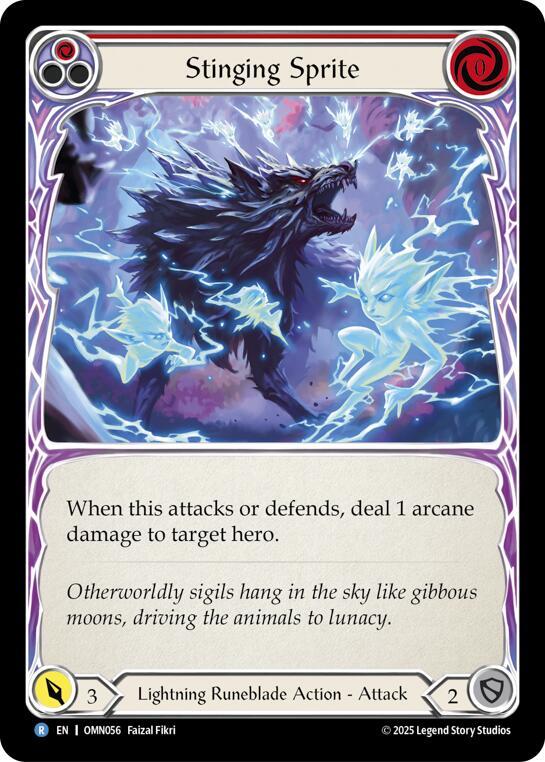 Flesh and Blood TCG Omens of the Third Age Stinging Sprite (Red) #OMN056 Rare Near Mint