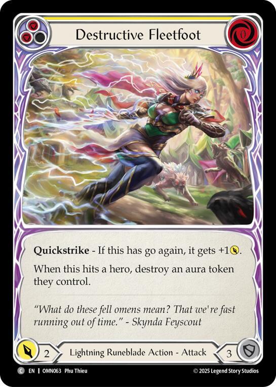 Flesh and Blood TCG Omens of the Third Age Destructive Fleetfoot (Yellow) #OMN063 Common Near Mint