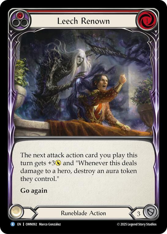Flesh and Blood TCG Omens of the Third Age Leech Renown (Red) #OMN092 Rare Near Mint