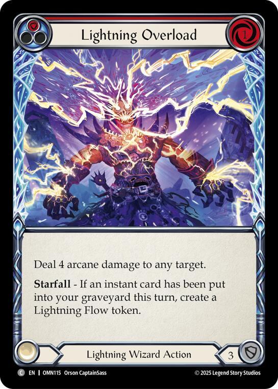 Flesh and Blood TCG Omens of the Third Age Lightning Overload (Red) #OMN115 Common Near Mint