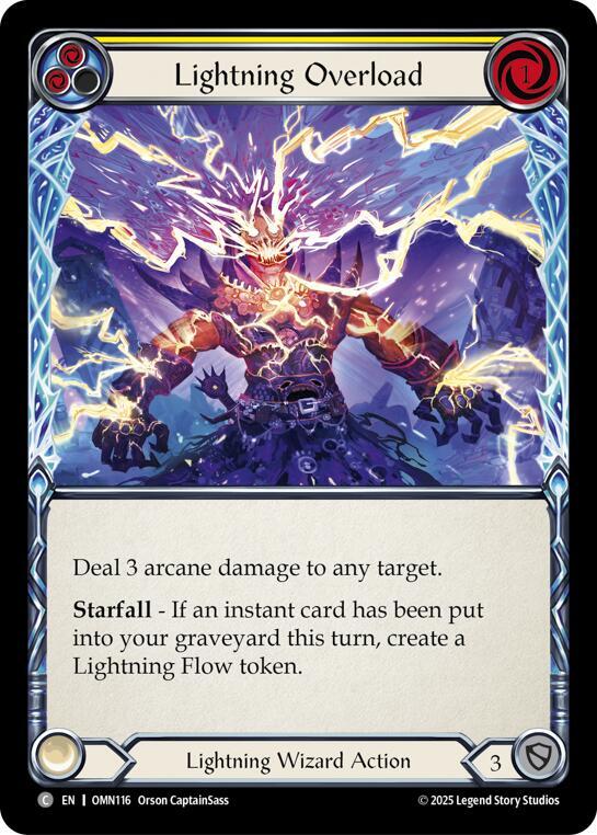 Flesh and Blood TCG Omens of the Third Age Lightning Overload (Yellow) #OMN116 Common Near Mint