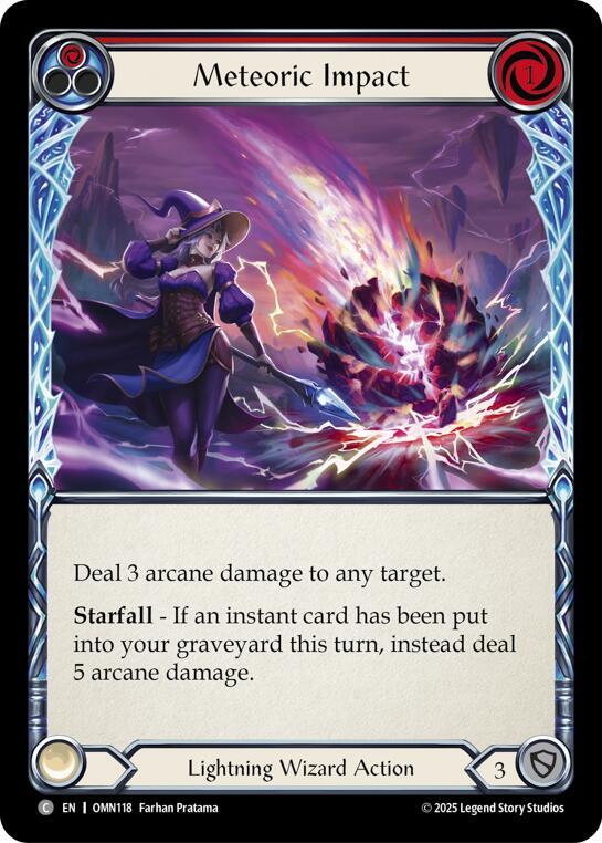 Flesh and Blood TCG Omens of the Third Age Meteoric Impact (Red) #OMN118 Common Near Mint