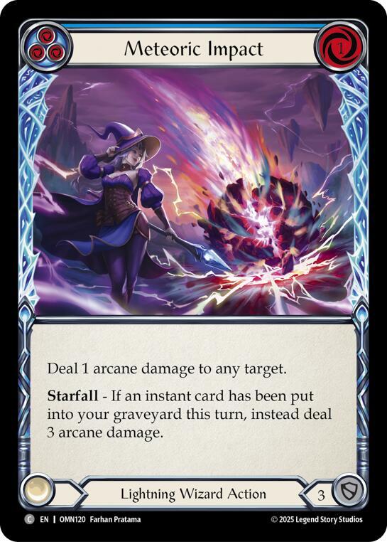 Flesh and Blood TCG Omens of the Third Age Meteoric Impact (Blue) #OMN120 Common Near Mint