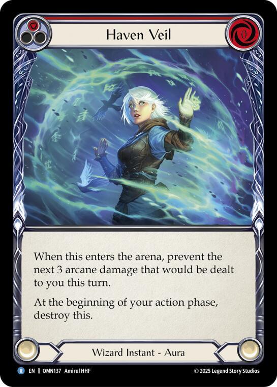 Flesh and Blood TCG Omens of the Third Age Haven Veil (Red) #OMN137 Rare Near Mint