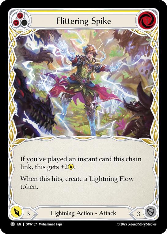 Flesh and Blood TCG Omens of the Third Age Flittering Spike (Yellow) #OMN167 Common Near Mint