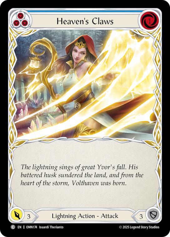 Flesh and Blood TCG Omens of the Third Age Heavens Claws (Yellow) #OMN174 Common Near Mint