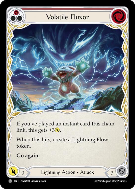 Flesh and Blood TCG Omens of the Third Age Volatile Fluxor (Red) #OMN178 Common Near Mint Rainbow Foil
