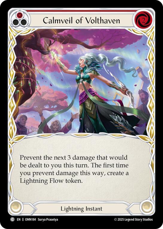 Flesh and Blood TCG Omens of the Third Age Calmveil Of Volthaven (Red) #OMN184 Common Near Mint