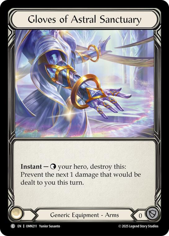 Flesh and Blood TCG Omens of the Third Age Gloves Of Astral Sanctuary #OMN211 Common Near Mint