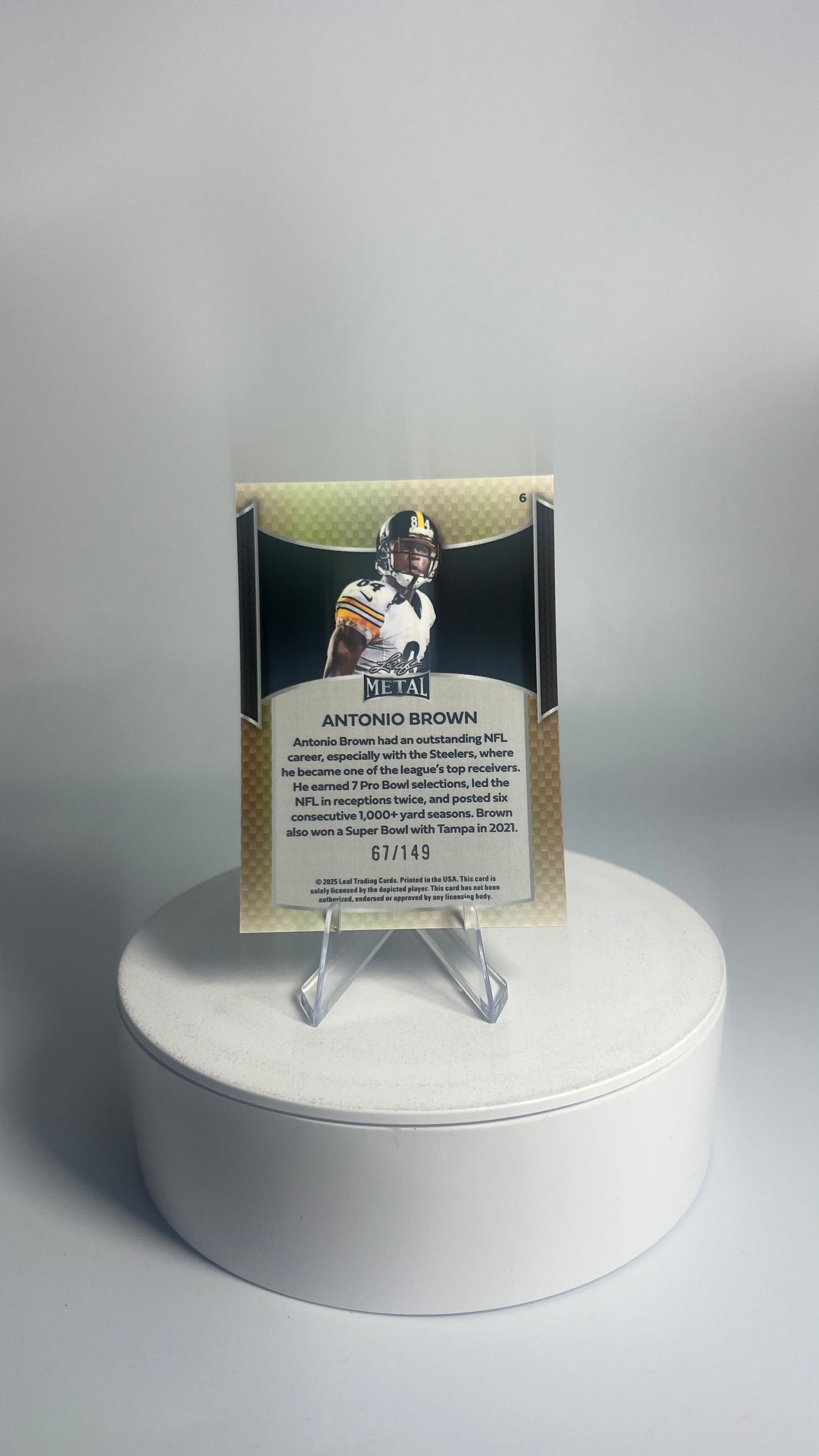 2025 Leaf Metal Football - Antonio Brown #/149 Prismatic Silver #6