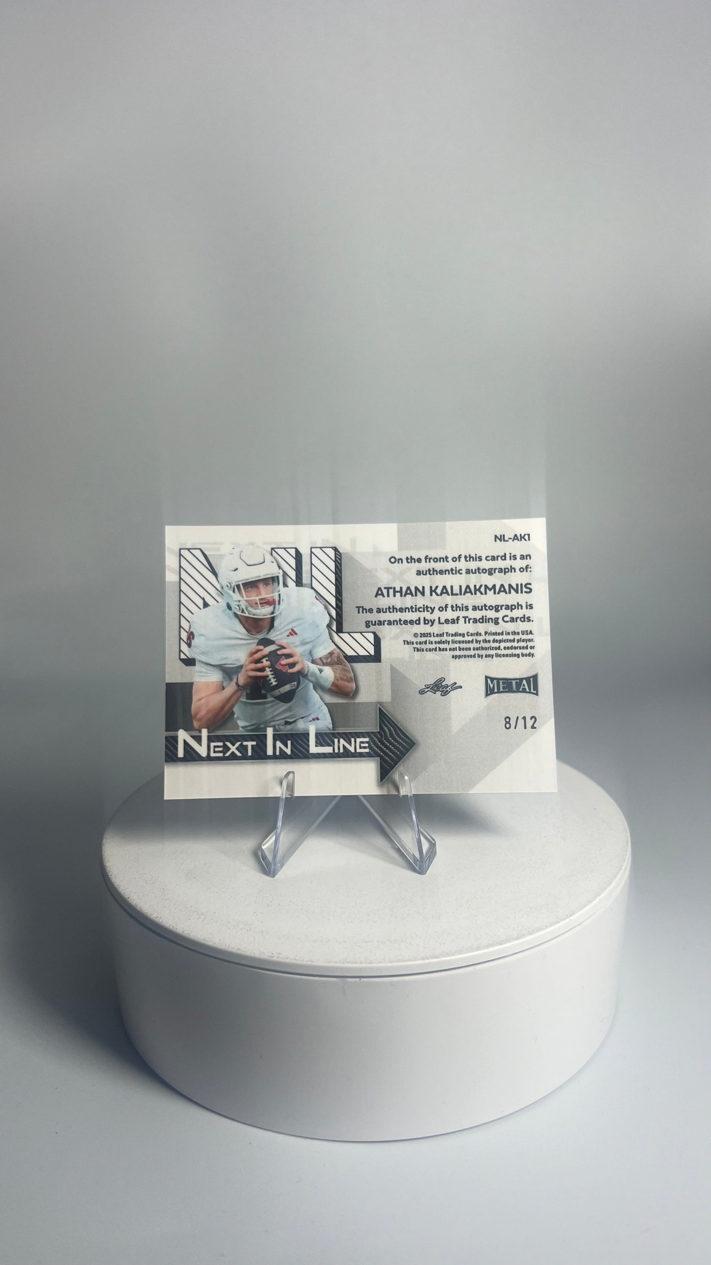 2025 Leaf Metal Next In Line - Athan Kaliakmanis AUTO #/12 Lava Blue NL-AK1