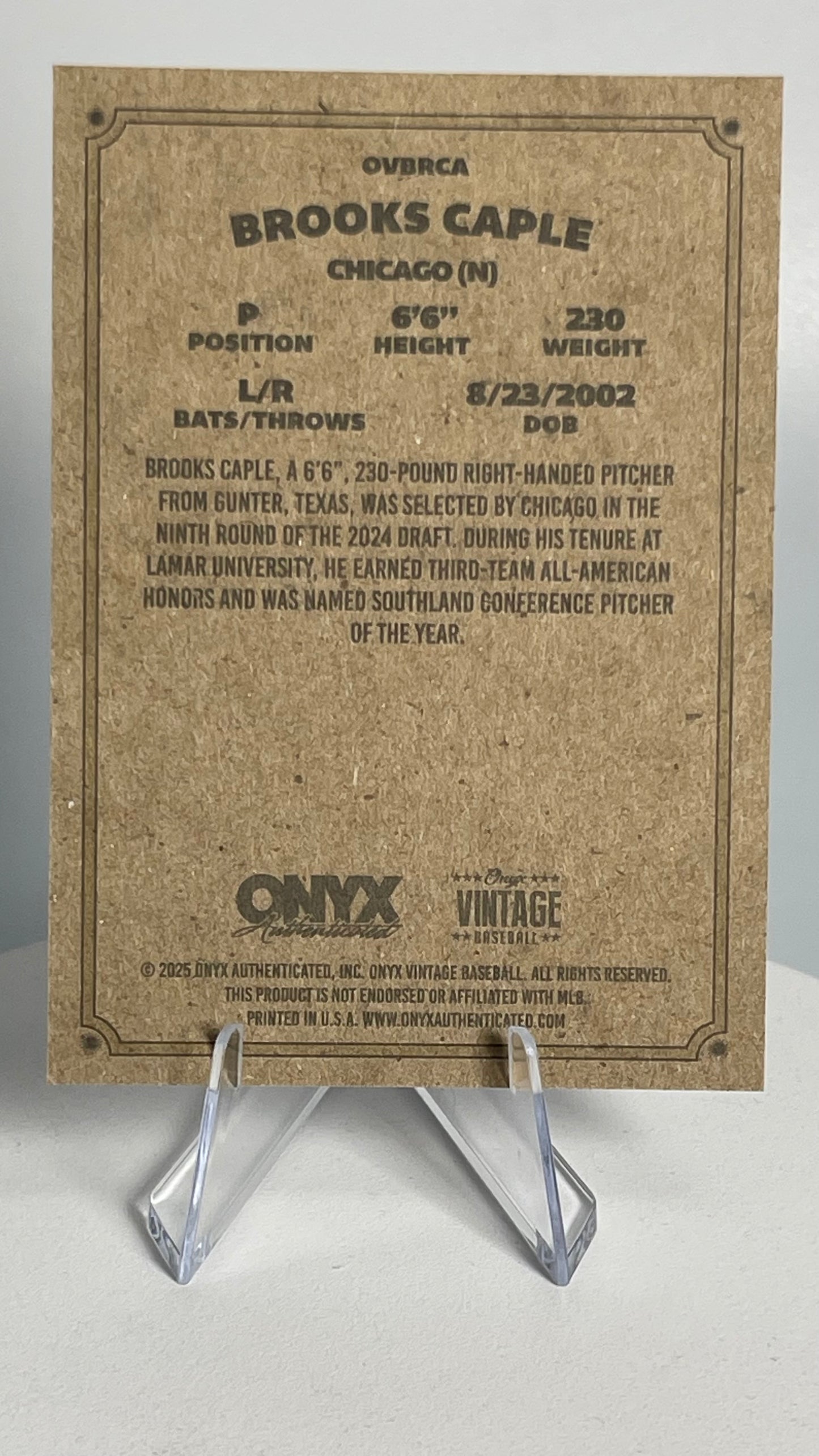 2025 Onyx Vintage #OVBRCA Brooks Caple Chicago Cubs