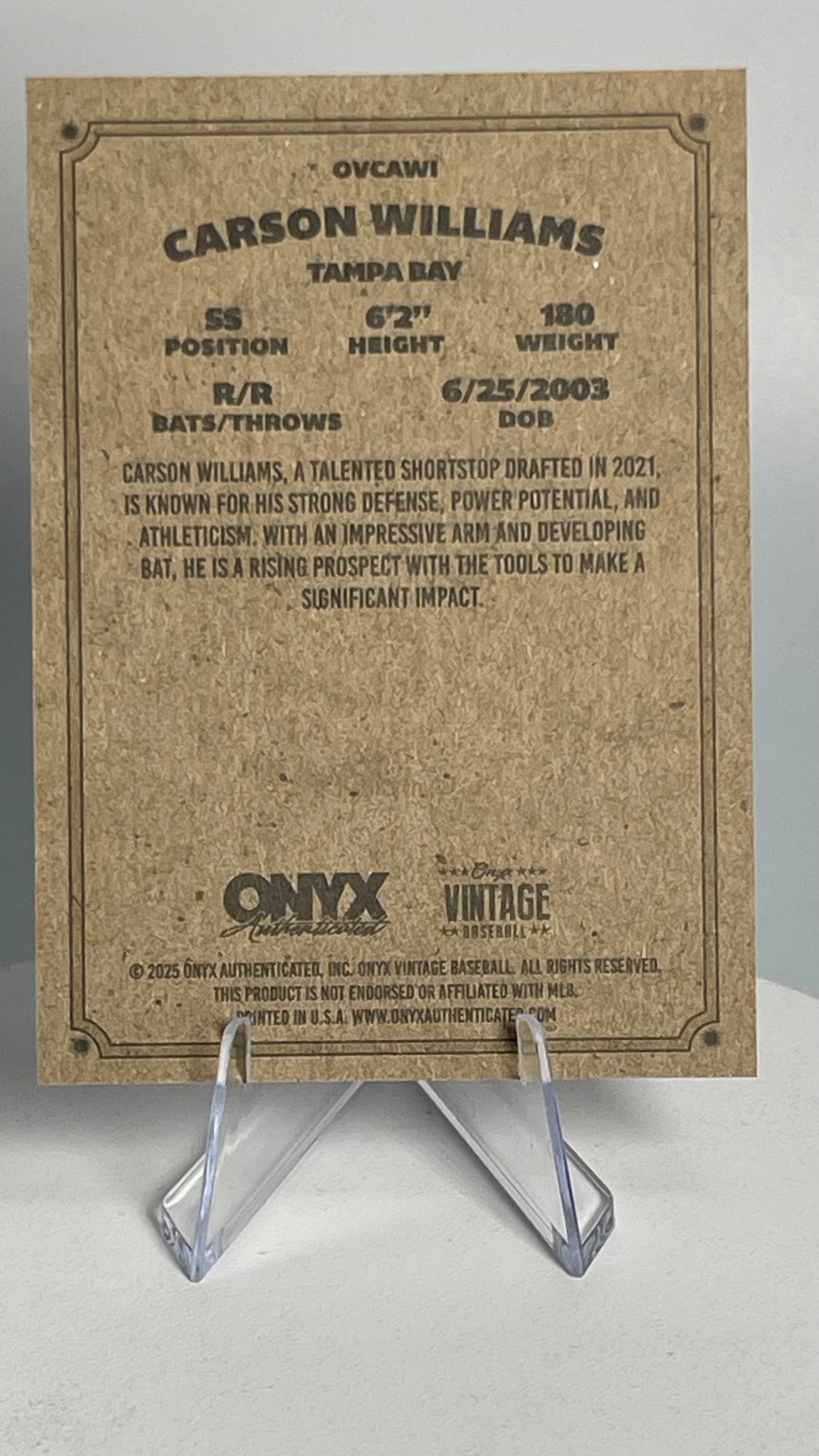 2025 Onyx Vintage Carson Williams Base Card #OVCAWI