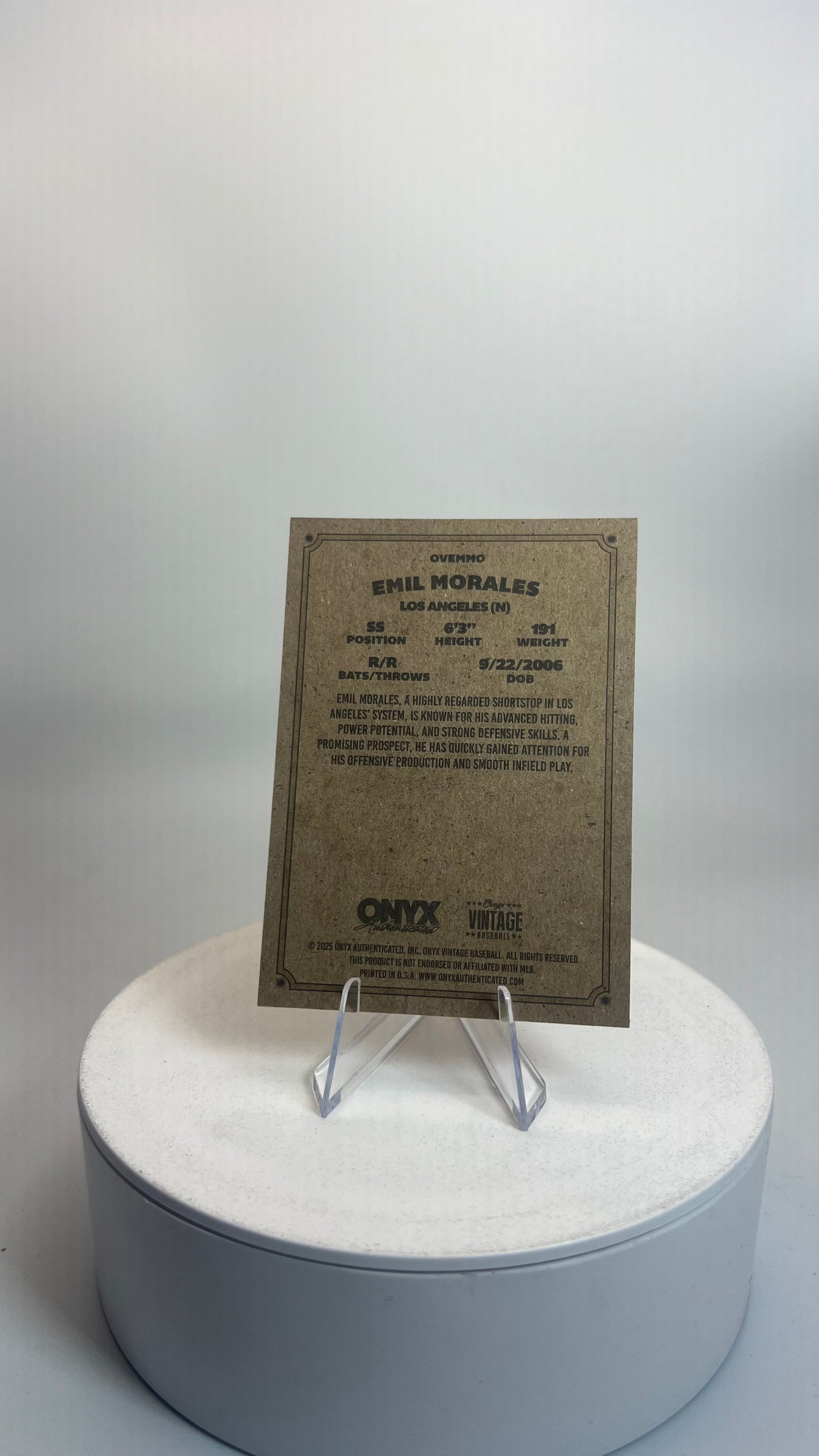 2025 Onyx Vintage Baseball Emil Morales #OVEMMO