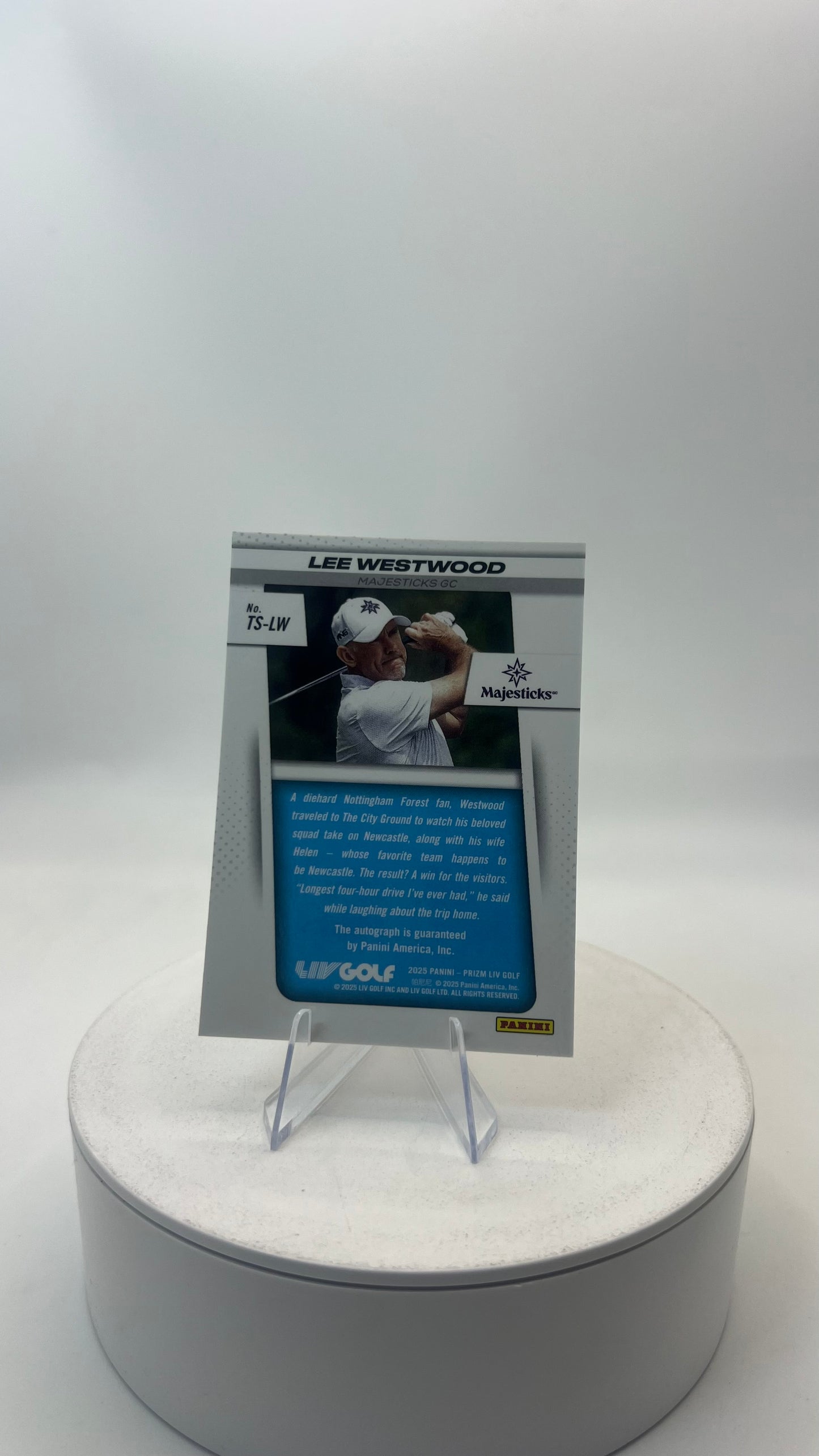 2025/26 Panini Prizm LIV Golf Lee Westwood Auto No. TS-LW