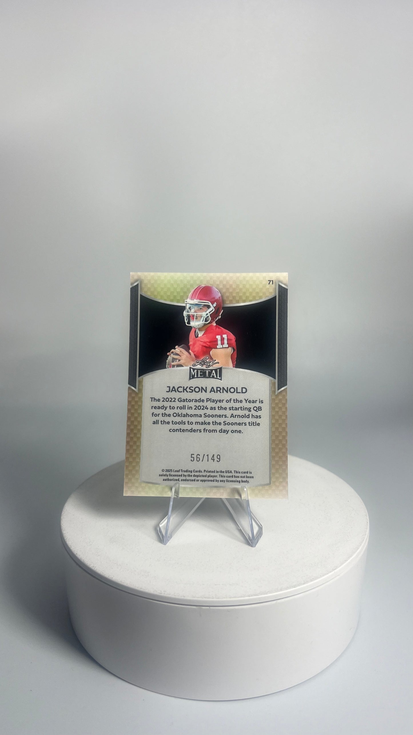 2025 Leaf Metal Football - Jackson Arnold #/149 Prismatic Silver