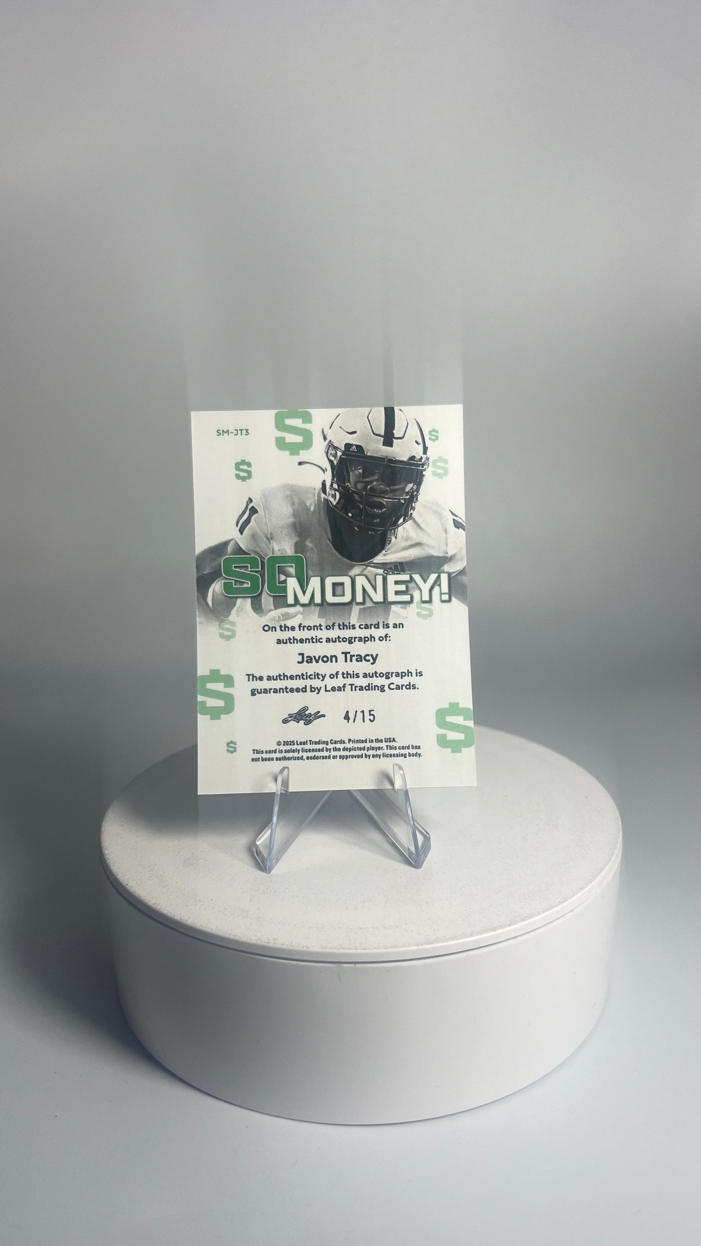 2025 Leaf Metal So Money! - Javon Tracy AUTO #/15 Lava Silver SM-JT3