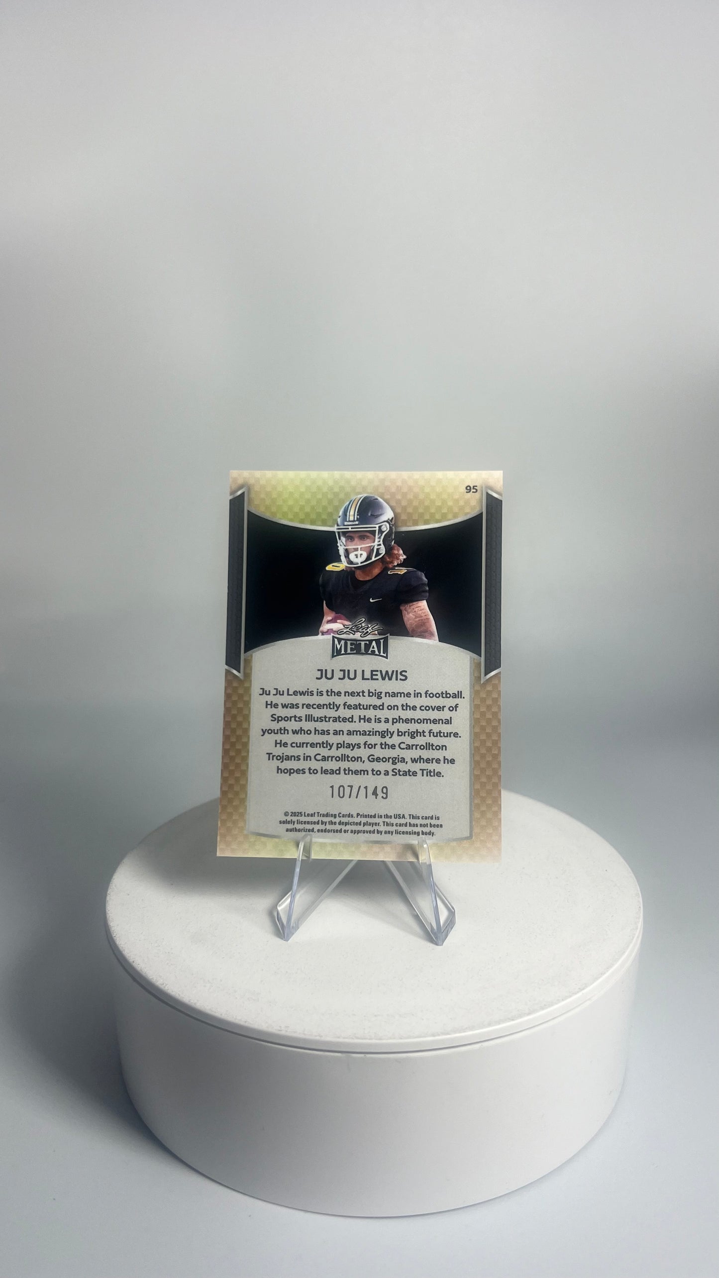 2025 Leaf Metal Football - Ju Ju Lewis #/149 Prismatic Silver #95