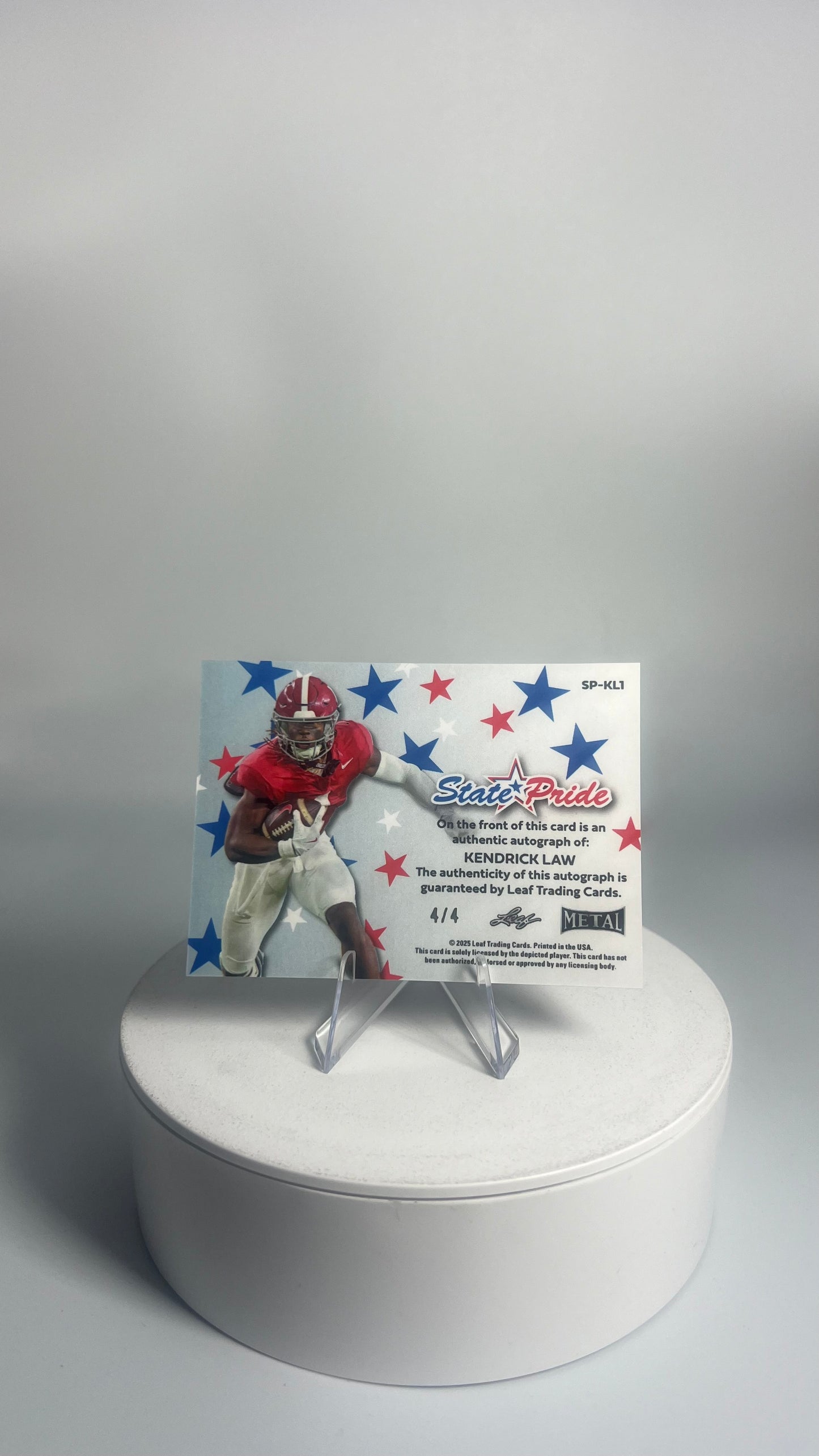 2025 Leaf Metal State Pride - Kendrick Law AUTO #/4 Mojo Blue SP-KL1