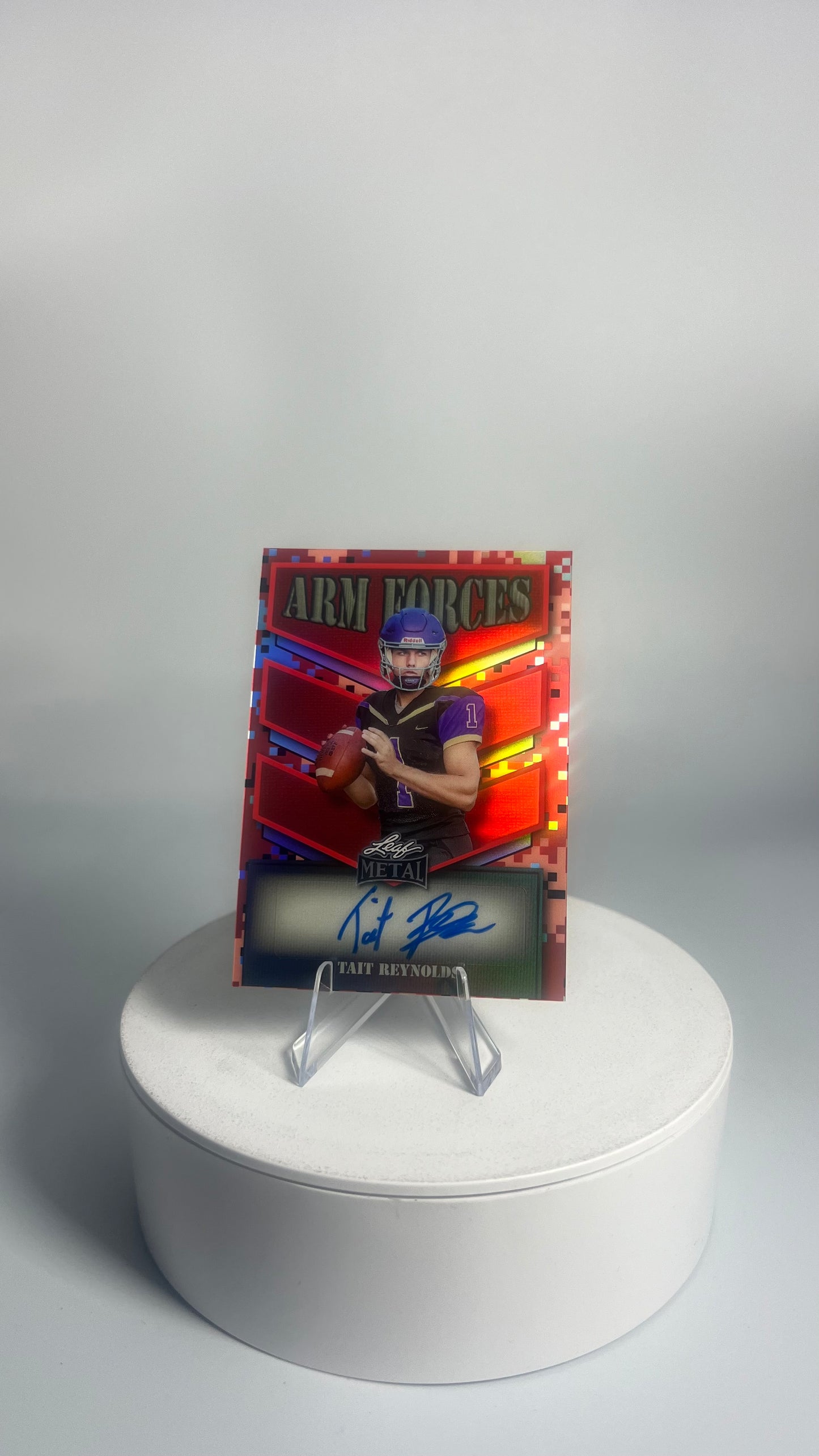 2025 Leaf Metal Armed Forces - Tait Reynolds AUTO #/15 Prismatic Red AF-TR1