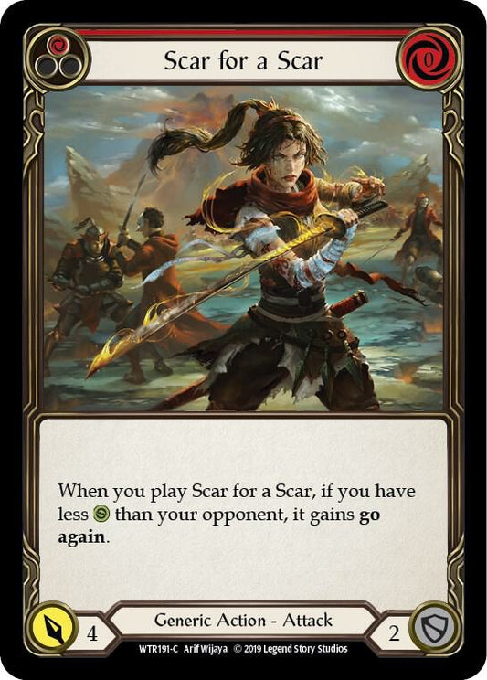 Flesh and Blood TCG Welcome to Rathe Scar for a Scar (Red) WTR191 Common Rainbow Foil Unlimited