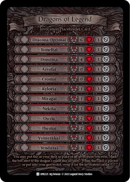 Flesh & Blood TCG Uprising Dragons of Legend Invocation Placeholder Card UPR225 Token Near Mint